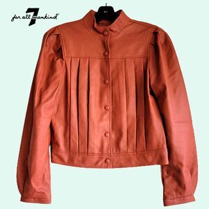 7 for All Mankind NEW Oversized Pleated Design Mandarin Collar Crop Jacket XS